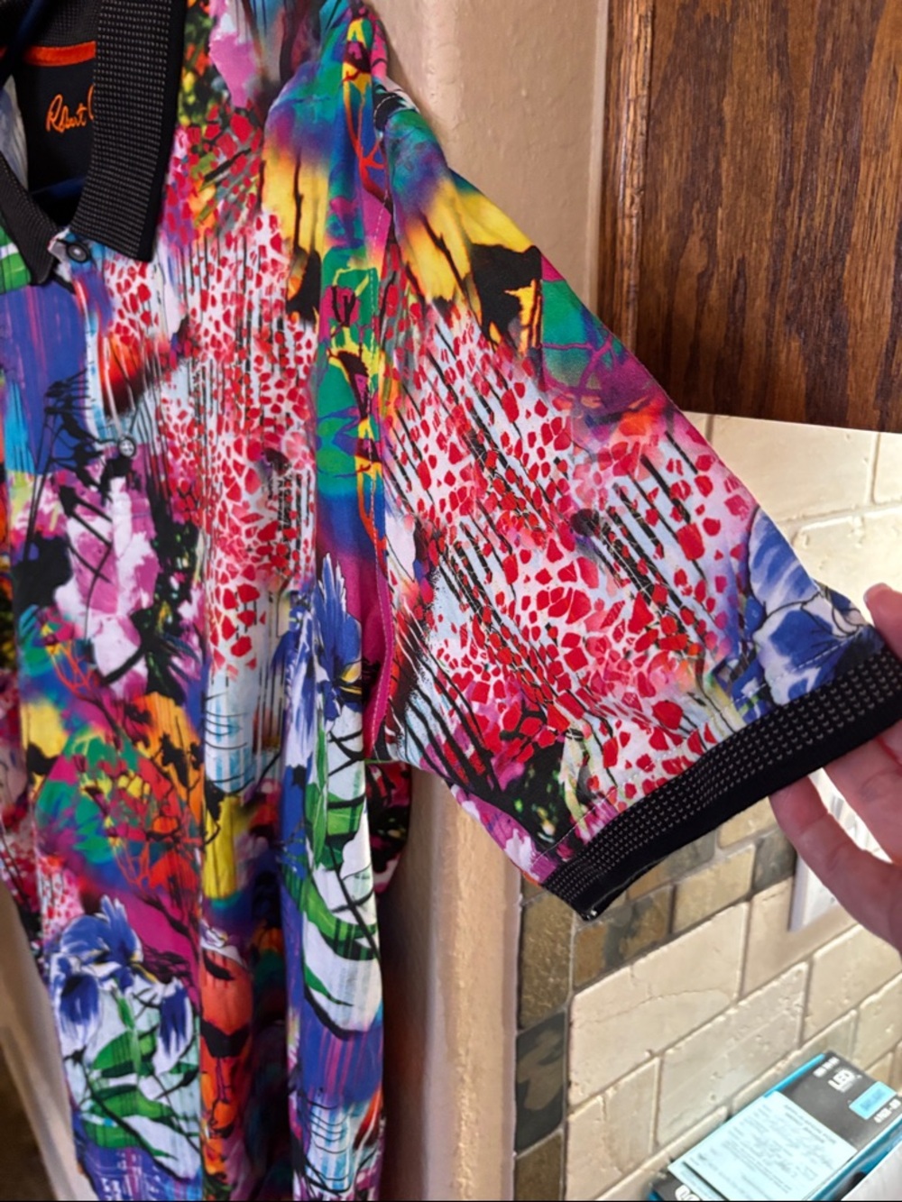 Robert Graham Men’s Multicolor Floral & Abstract Polo - Bright Mix - Picture 5 of 7